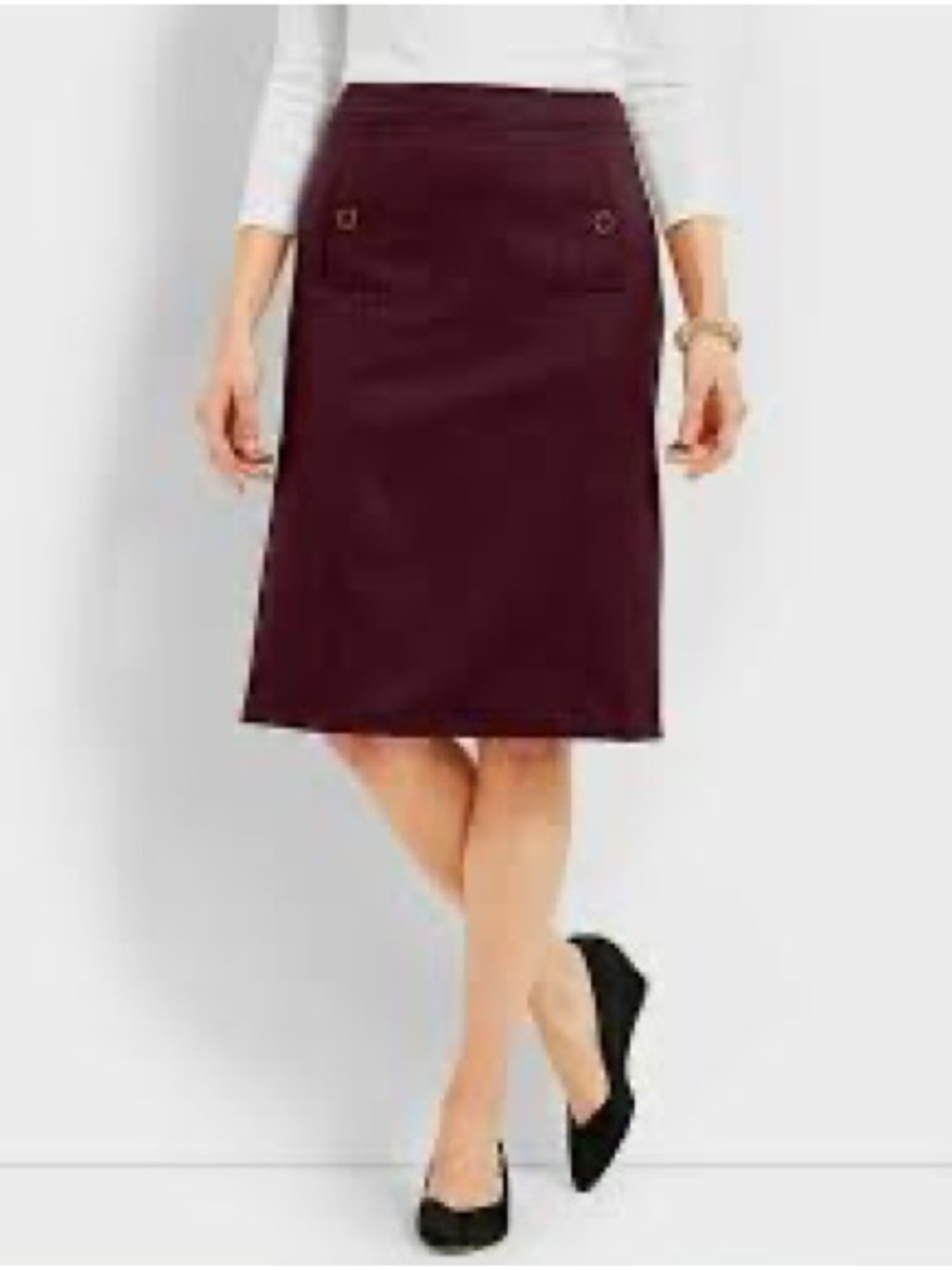 TALBOTS Maroon,Wildberry Italian Flannel A-Line Skirt 99% Wool